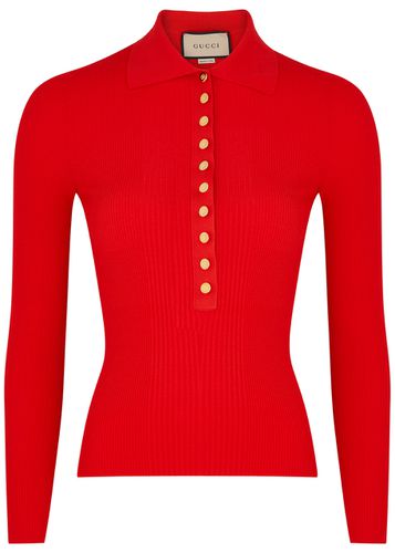 Ribbed-knit Polo top - - S (UK8-10 / S) - Gucci - Modalova