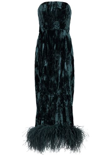 Minelli Feather-trimmed Velvet Midi Dress - - 12 (UK12 / M) - 16 Arlington - Modalova