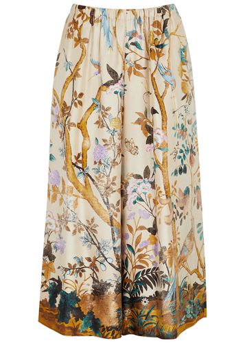 Tian Printed Cropped Silk-satin Trousers - - 38 (UK6 / XS) - Gucci - Modalova