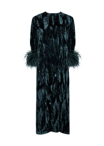 Billie Feather-trimmed Velvet Midi Dress - - 10 (UK10 / S) - 16 Arlington - Modalova
