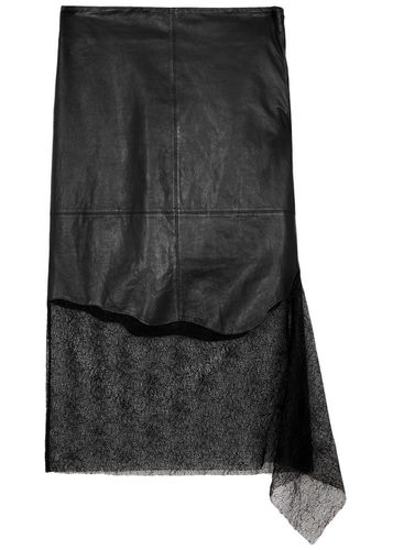 Lace-panelled Leather Midi Skirt - - 2 (UK6 / XS) - Helmut Lang - Modalova