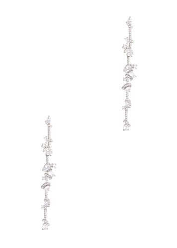 Staggered Rhodium-plated Drop Earrings - FALLON - Modalova