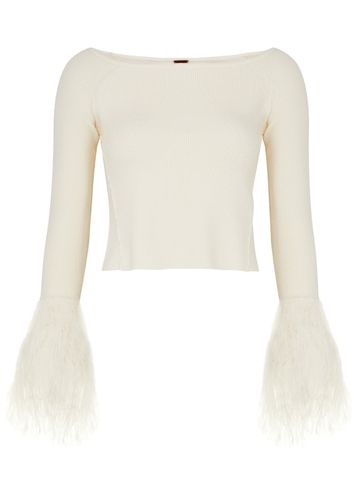 Marilyn Feather-trimmed Ribbed top - - L (UK16-UK18 / L) - Free People - Modalova