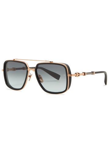 Officier Square-frame Aviator-style Sunglasses - Balmain Eyewear - Modalova