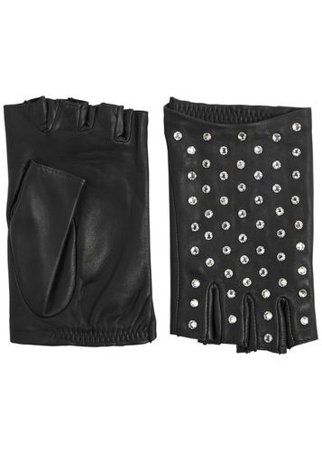 Irene Embellished Leather Fingerless Gloves - AGNELLE - Modalova