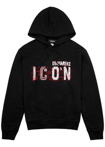 Icon Scribble Printed Hooded Cotton Sweatshirt - - L - Dsquared2 - Modalova