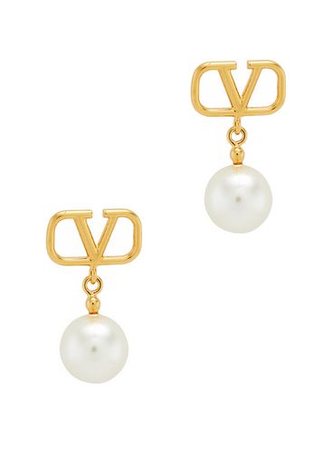 VLogo Pearl-embellished Drop Earrings - Valentino Garavani - Modalova