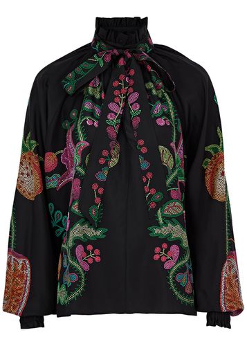 Cerere Floral-print Silk-satin Blouse - - L (UK14 / L) - LA DOUBLE J - Modalova
