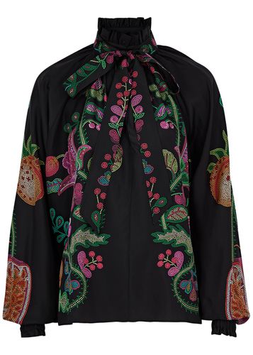 Cerere Floral-print Silk-satin Blouse - - M (UK12 / M) - LA DOUBLE J - Modalova