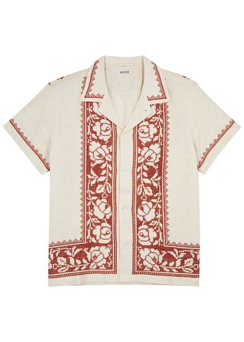Rose Garland Cross-stitched Linen Shirt - - L - Bode - Modalova