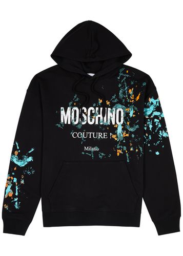 Paint-splatter Logo Hooded Cotton Sweatshirt - - 50 (IT50 / L) - Moschino - Modalova