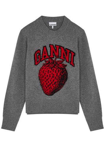 Strawberry Logo Wool-blend Jumper - - L (UK14 / L) - Ganni - Modalova