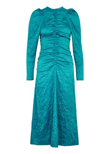 Crinkled Ruched Satin Midi Dress - - 34 (UK6 / XS) - Ganni - Modalova