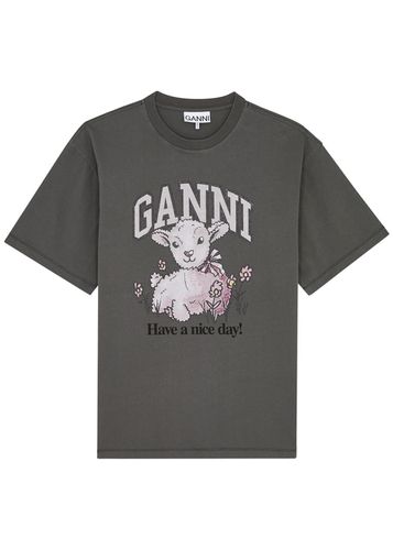 Lamb-print Cotton T-shirt - - S (UK8-10 / S) - Ganni - Modalova