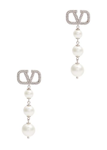VLogo Pearl-embellished Drop Earrings - Valentino Garavani - Modalova