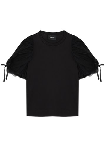 Bow-embellished Cotton and Tulle T-shirt - - S (UK8-10 / S) - SIMONE ROCHA - Modalova