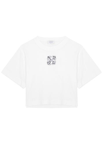 Bling Leaves Logo Cropped Cotton T-shirt - - S (UK8-10 / S) - Off-white - Modalova