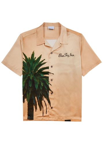 Royal Palm Printed Satin Shirt - - L - Blue Sky Inn - Modalova
