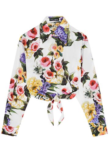 Dolce & Gabbana Floral-print Cropped Cotton-poplin Shirt - - 42 (UK10 / S) - Dolce&gabbana - Modalova