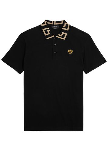 Logo Piqué Cotton Polo Shirt - - S - Versace - Modalova