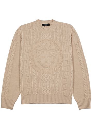 Medusa-embroidered Cable-knit Wool Jumper - - 52 (IT52 / XL) - Versace - Modalova
