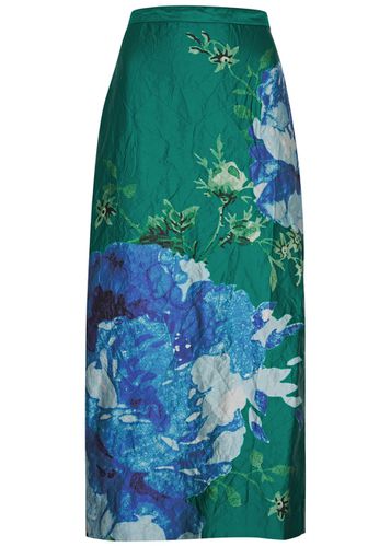 Floral-print Crinkled Satin Midi Skirt - - 12 (UK12 / M) - Erdem - Modalova
