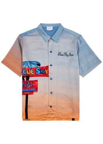 Palm Sign Printed Satin Shirt - - XL - Blue Sky Inn - Modalova
