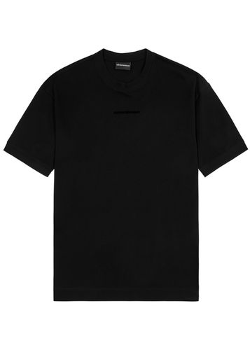Logo-flocked Piqué Cotton T-shirt - Emporio armani - Modalova
