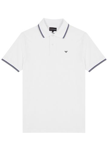 Logo Piqué Stretch-cotton Polo Shirt - - L - Emporio armani - Modalova