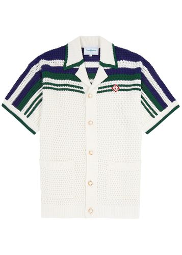 Tennis Stripe-intarsia Crochet-knit Shirt - - L - CASABLANCA - Modalova