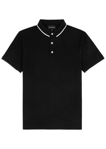 Logo-jacquard Piqué Cotton Polo Shirt - - L - Emporio armani - Modalova