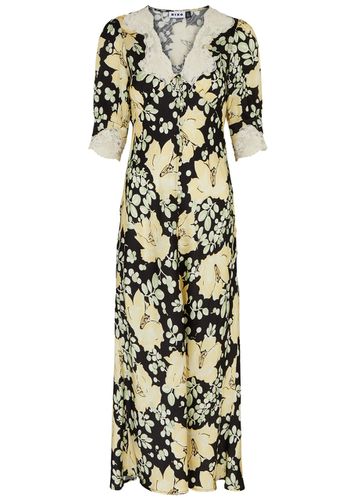 Simone Floral-print Satin Midi Dress - - M (UK 12 / M) - RIXO - Modalova