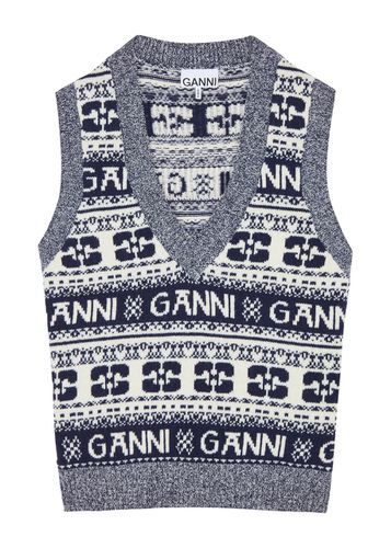 Logo-intarsia Wool-blend Vest - - M (UK12 / M) - Ganni - Modalova