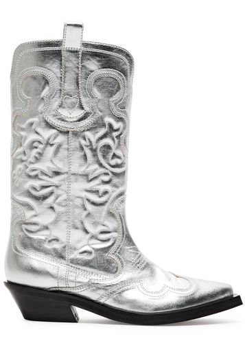 Metallic Leather Cowboy Boots - - 38 (IT38 / UK5) - Ganni - Modalova