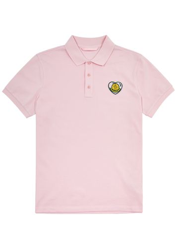 Heart Logo Piqué Cotton Polo Shirt - - L - Moncler - Modalova