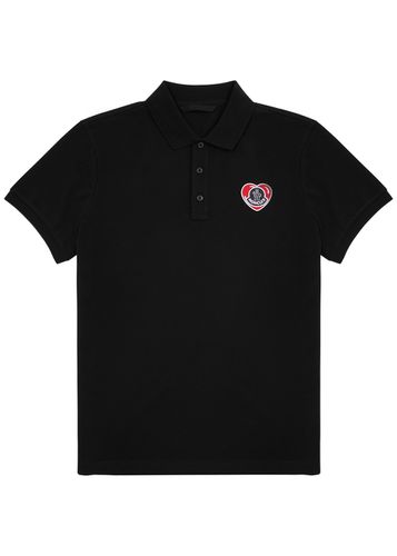 Heart Logo Piqué Cotton Polo Shirt - - L - Moncler - Modalova
