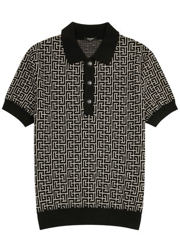 Monogram-intarsia Wool-blend Polo Shirt - - M - Balmain - Modalova