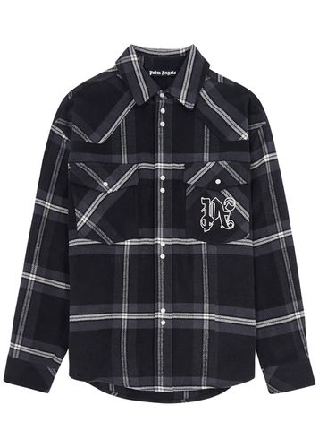 Checked Logo Flannel Overshirt - - 46 (IT46 / S) - Palm Angels - Modalova