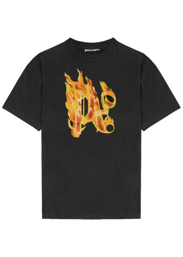 Burning Printed Cotton T-shirt - Palm Angels - Modalova