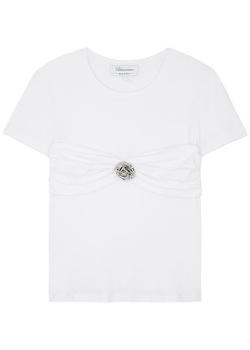 Rose-appliquéd Cotton T-shirt - - L (UK14 / L) - BLUMARINE - Modalova