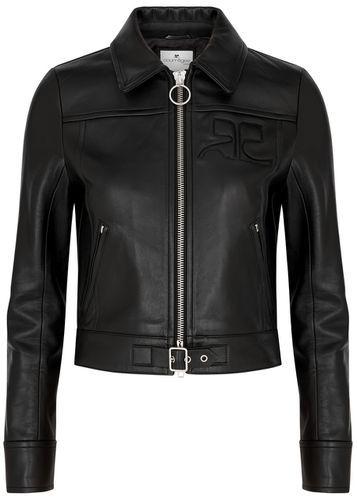 Logo Leather Biker Jacket - - 36 (UK8 / S) - Courrèges - Modalova