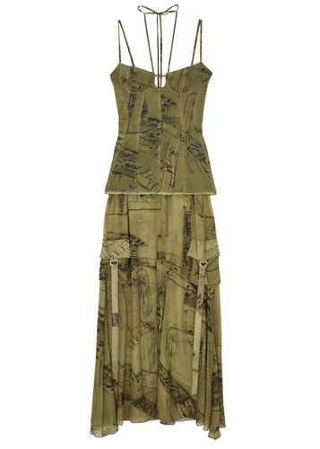 Printed Stretch-denim and Chiffon Maxi Dress - - 44 (UK12 / M) - BLUMARINE - Modalova