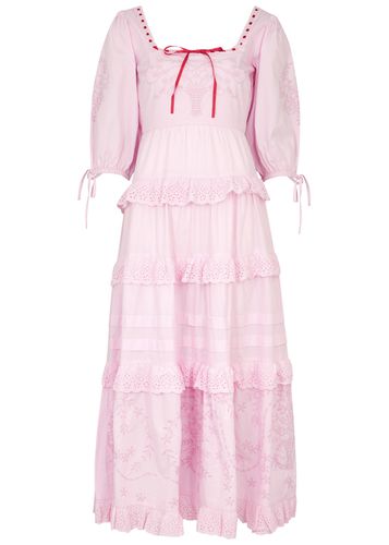 Rebecca Embroidered Cotton Midi Dress - - 8 (UK8 / S) - Damson Madder - Modalova
