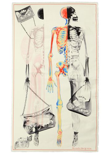 X-Ray Skeleton Printed Wool Scarf - Alexander McQueen - Modalova