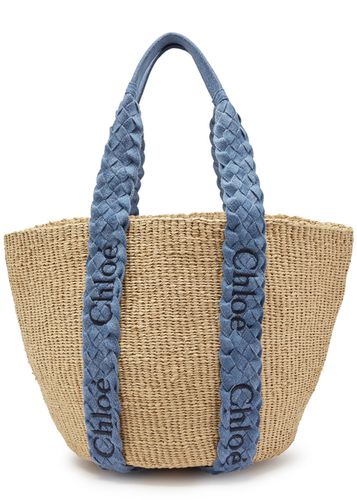 Chloe Woody Large Woven Raffia Tote - Denim - Chloé - Modalova