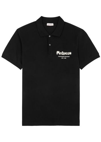 Graffiti Logo-embroidered Piqué Cotton Polo Shirt - - L - Alexander McQueen - Modalova