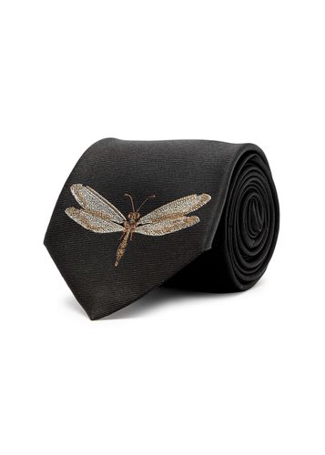 Dragonfly Embroidered Silk tie - Alexander McQueen - Modalova