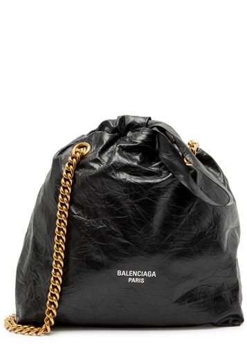 Crush Small Crinkled Leather Bucket bag - Black - Balenciaga - Modalova