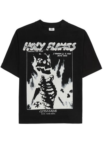 Holy Flames Printed Cotton T-shirt - God Made - Modalova
