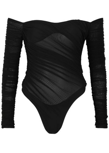 Off-the-shoulder Stretch-tulle Bodysuit - - 36 (UK8 / S) - Mugler - Modalova